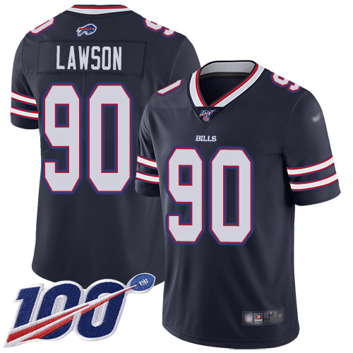 Men Buffalo Bills #90 Shaq Lawson Limited Navy Blue Inverted Legend 100th Season NFL Jersey